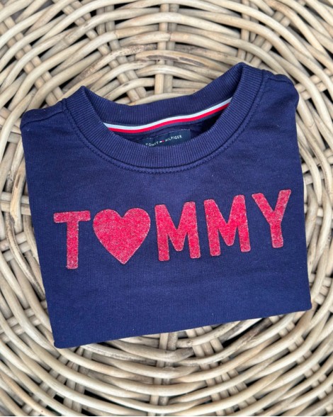 Mikina dětská Tommy Hilfiger modrá s nápisem